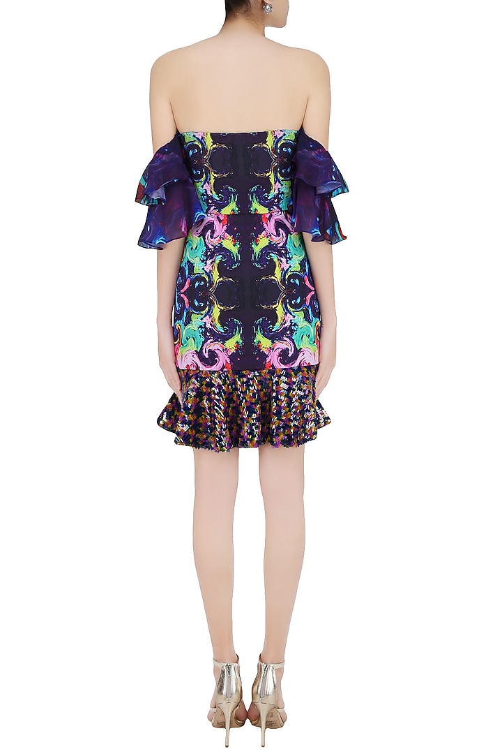 Deep blue digital printed tube dress available only at Pernia's Pop Up Shop.