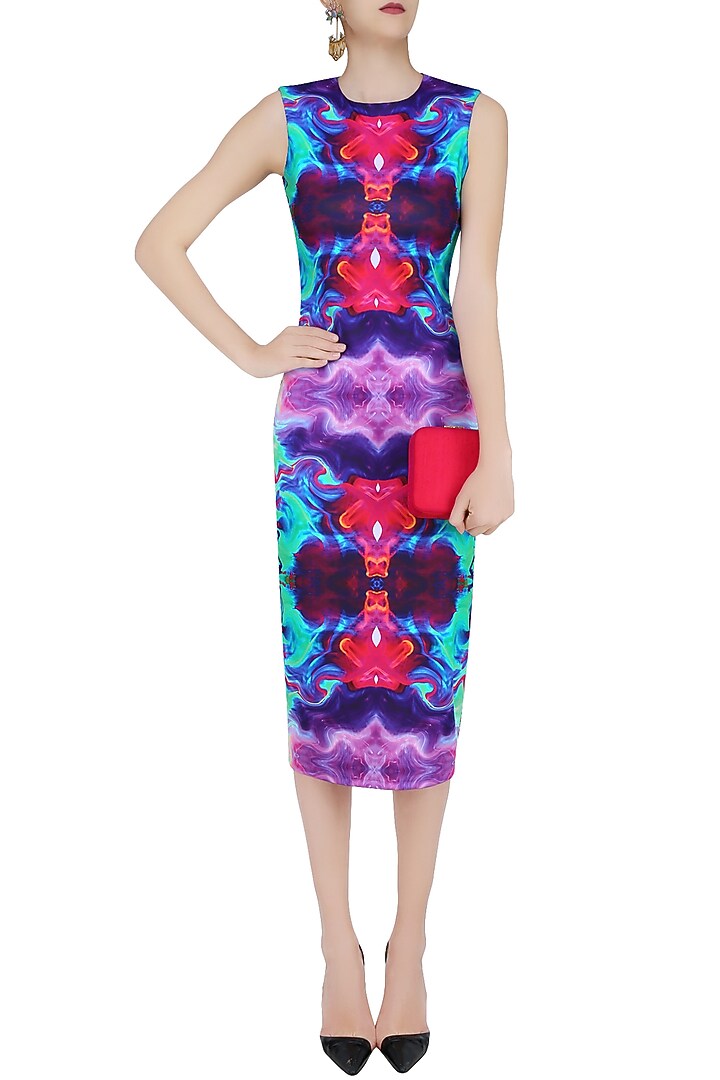 Sea green digital printed fitted dress available only at Pernia's Pop Up Shop.