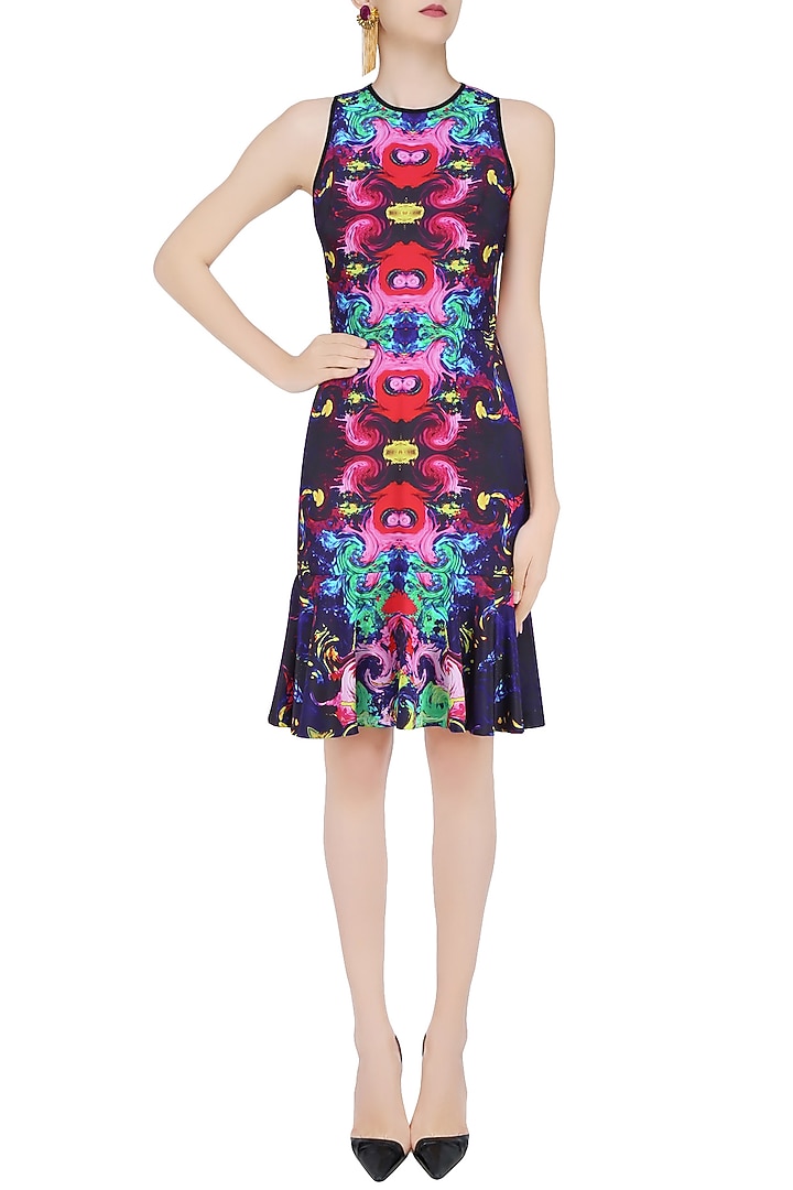 Deep blue digital printed drop waist dress available only at Pernia's Pop Up Shop.