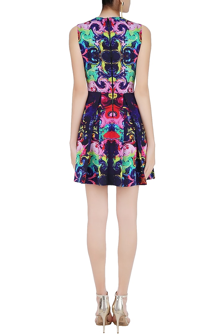 Deep blue digital printed skater dress available only at Pernia's Pop Up Shop.