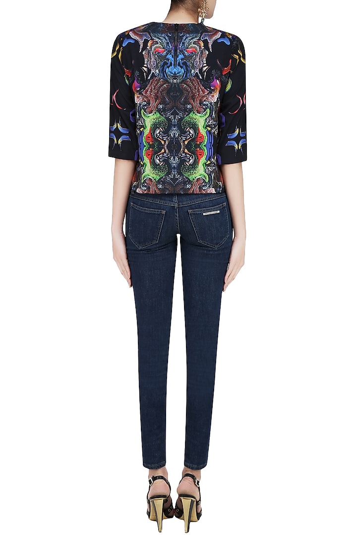 Black digital printed loose top available only at Pernia's Pop Up Shop.