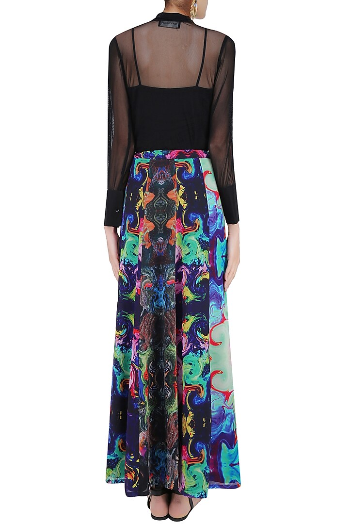 Deep blue digital printed long maxi skirt available only at Pernia's Pop Up Shop.