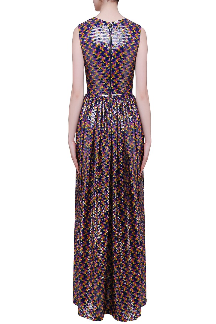 Black sequins embellished fit and flared long sheer gown available only at Pernia's Pop Up Shop.