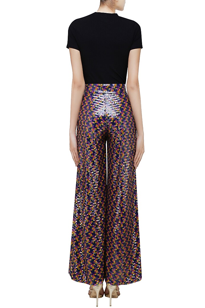 Black sequins embellished wide flared pants available only at Pernia's Pop Up Shop.