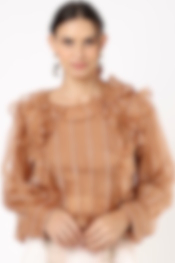Light Brown Frilled Blouse by NEITRI