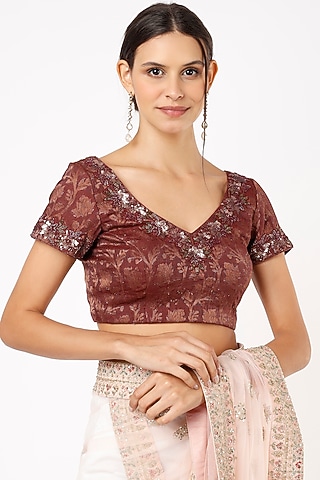 Plum Hand Embroidered Blouse by NEITRI