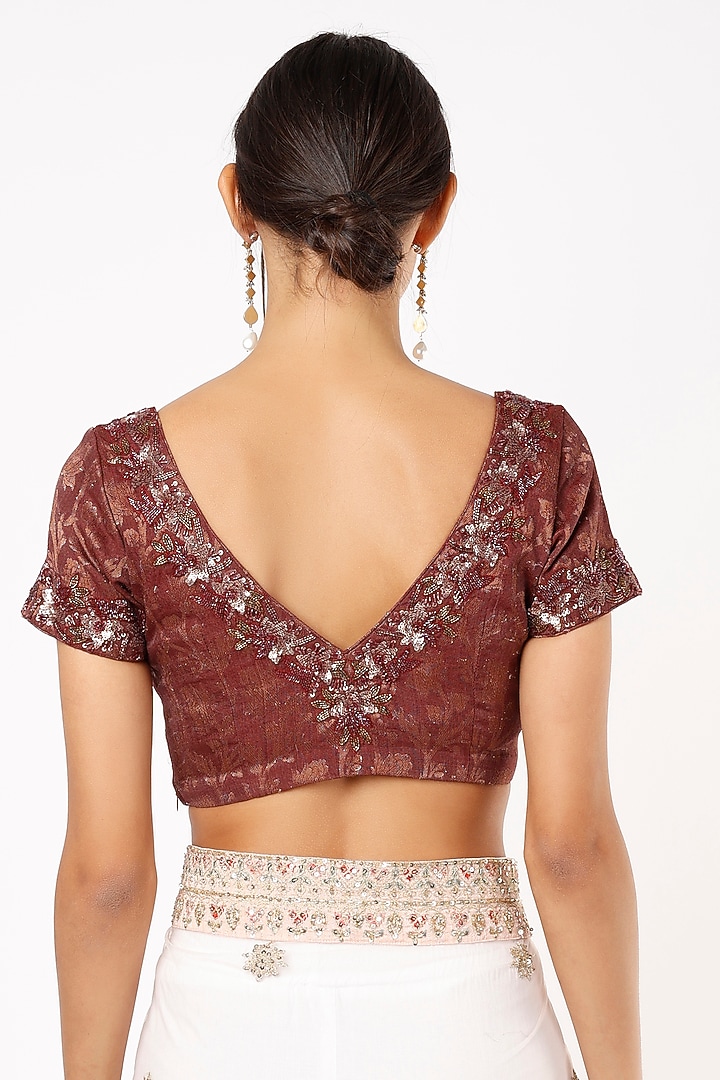 Plum Hand Embroidered Blouse by NEITRI at Pernia's Pop Up Shop