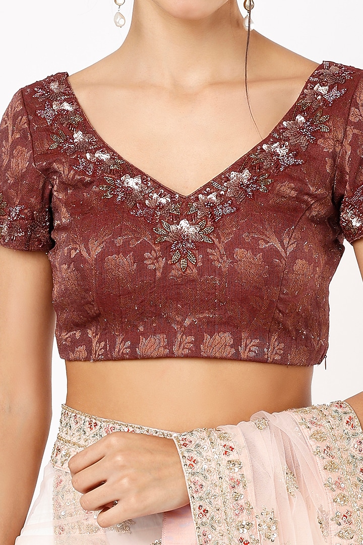 Plum Hand Embroidered Blouse by NEITRI at Pernia's Pop Up Shop