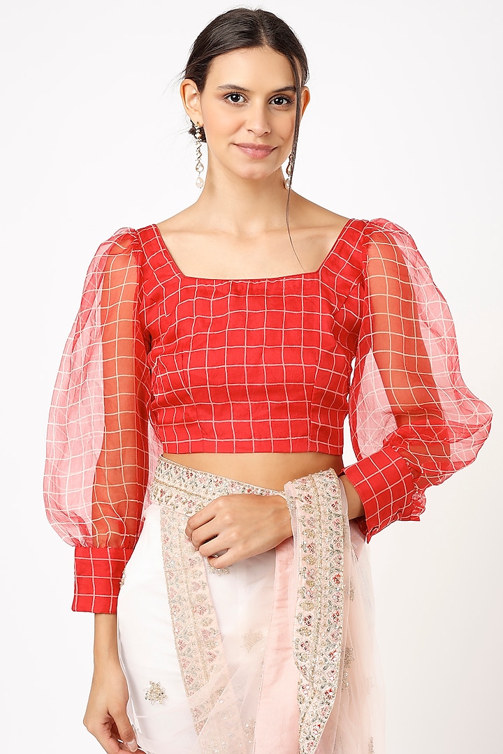 Red Checkered Blouse by NEITRI