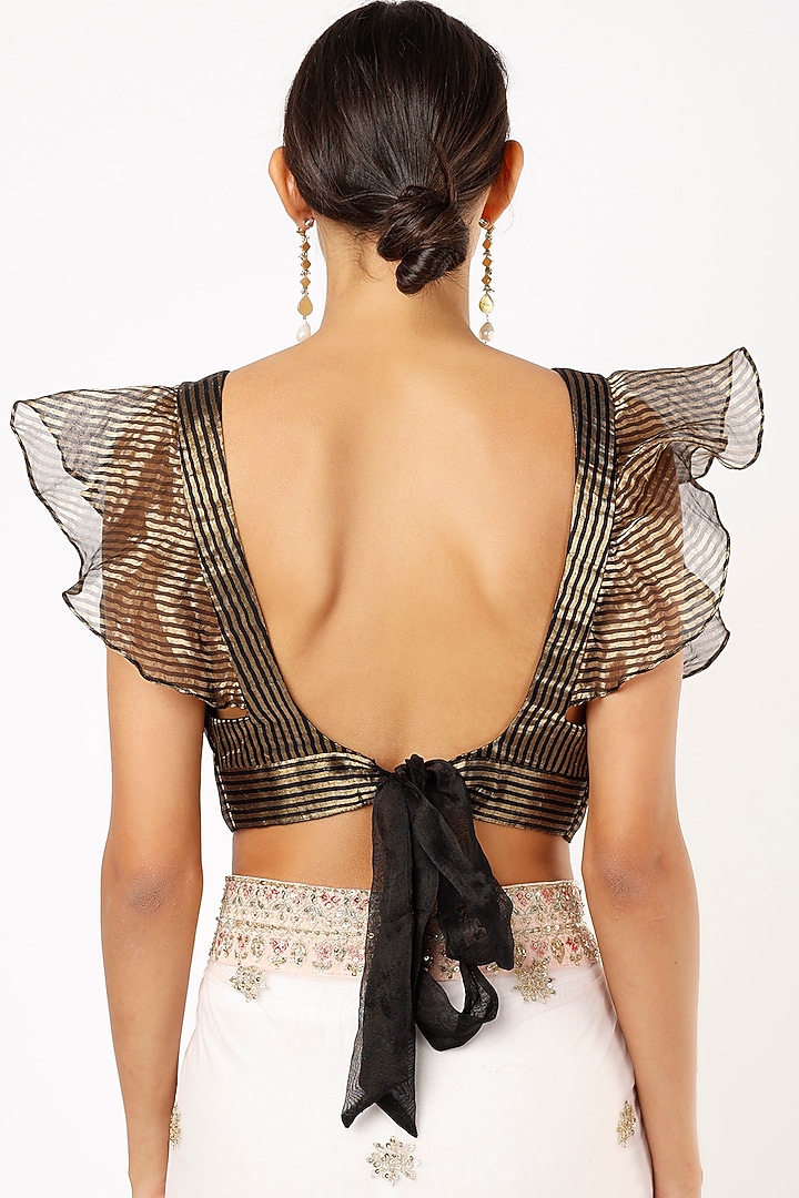 Black & Gold Organza Blouse by NEITRI at Pernia's Pop Up Shop