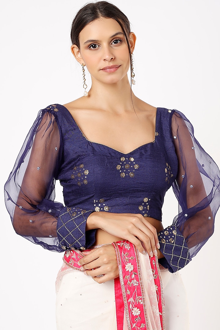 Blue Embroidered Blouse by NEITRI