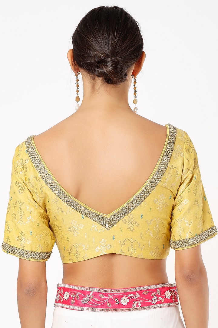 Lime Cotton Brocade Blouse by NEITRI at Pernia's Pop Up Shop