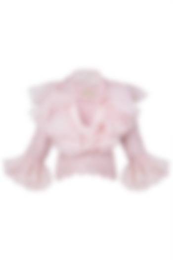 Pink Ruffled Embroidered Jacket by Neeta Lulla