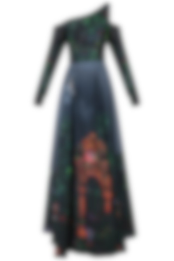 Navy blue digital printed gown available only at Pernia's Pop Up Shop.