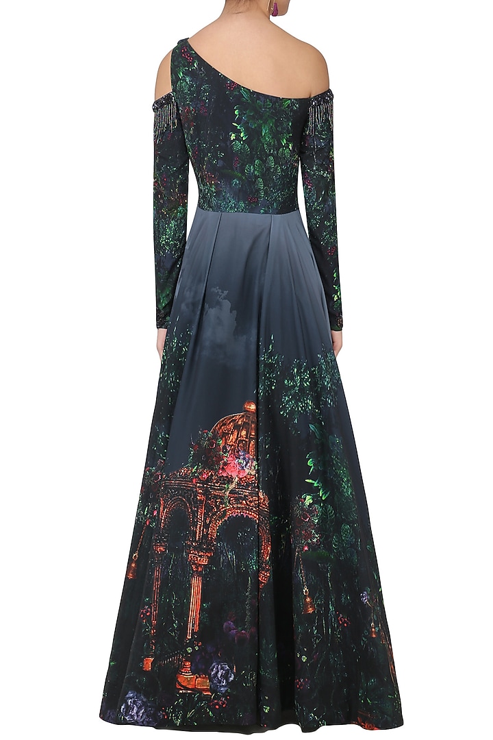 Navy blue digital printed gown available only at Pernia's Pop Up Shop.