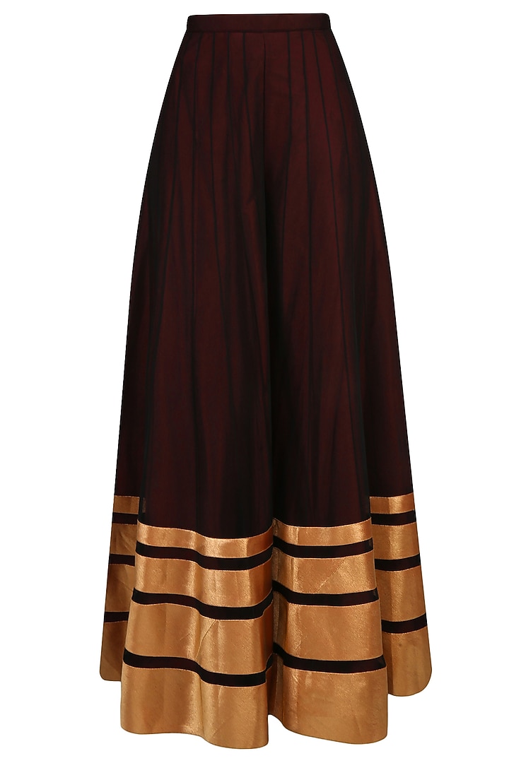 Black floral pathani work jacket style kurta and lehenga skirt set available only at Pernia's Pop Up Shop.