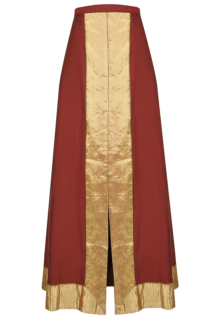Orange bird motifs flared anarkali style kurta and maroon pants set available only at Pernia's Pop Up Shop.