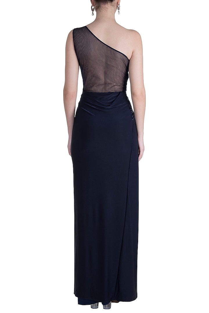 Midnight Blue Embroidered Gown by Neeta Lulla at Pernia's Pop Up Shop