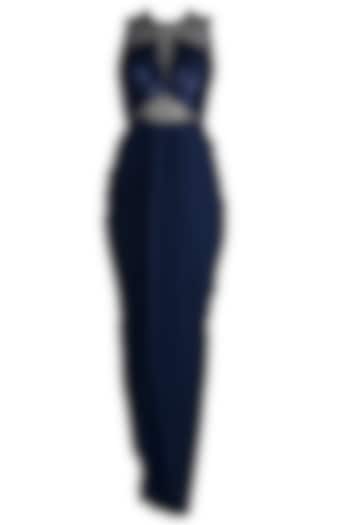 Midnight Blue Sequins Embroidered Gown by Neeta Lulla