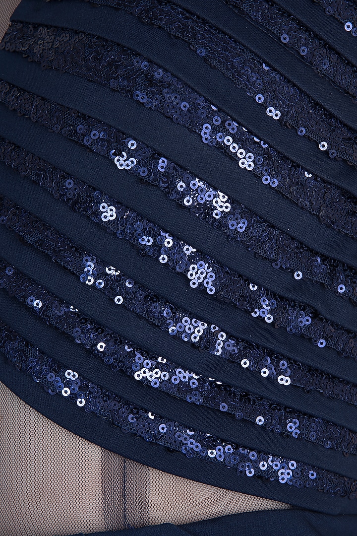 Midnight Blue Sequins Embroidered Gown by Neeta Lulla at Pernia's Pop Up Shop