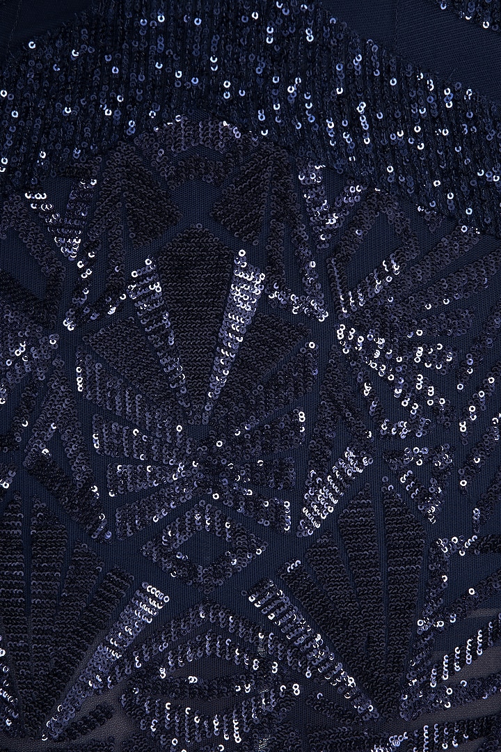 Midnight Blue Embroidered Sequins Tube Gown by Neeta Lulla at Pernia's Pop Up Shop