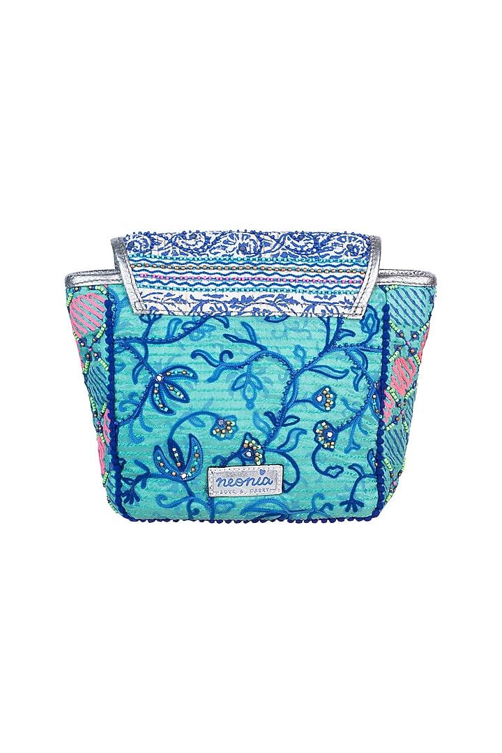 Green Handblock Printed Embroidered Sequins Bag by Neonia at Pernia's Pop Up Shop