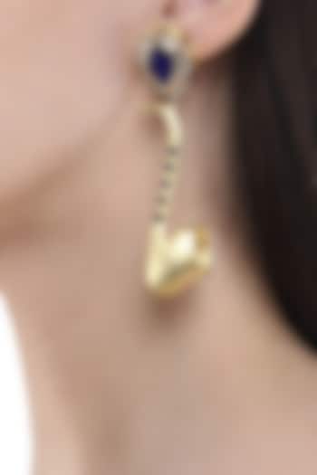 Rose Gold Finish Saxophone Motif Earrings by Nepra By Neha Goel