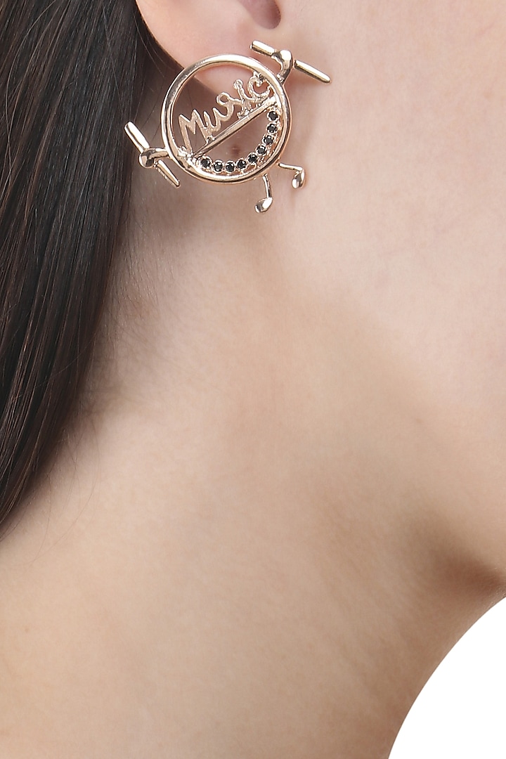 Rose Gold Finish Round Earrings by Nepra By Neha Goel