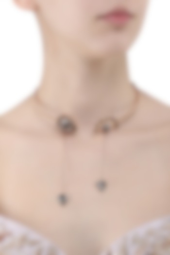 Rose Gold Finish Black Baguettes Choker Necklace by Nepra By Neha Goel