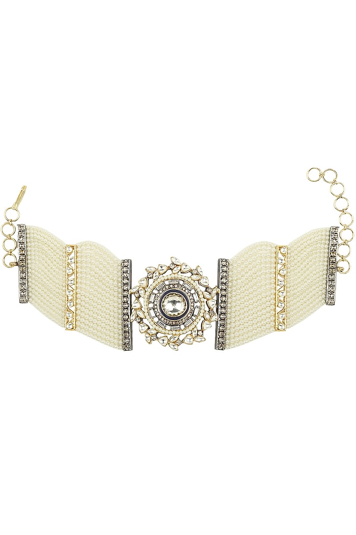 Nepra By Neha Goel presents Multiple pearl string kundan and polki choker available only at Pernia's Pop Up Shop.
