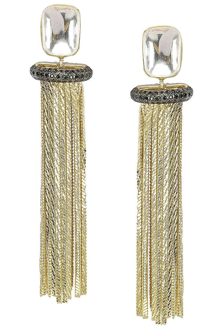 Nepra by Neha Goel presents Gold plated chain fringes earrings available only at Pernia's Pop Up Shop.