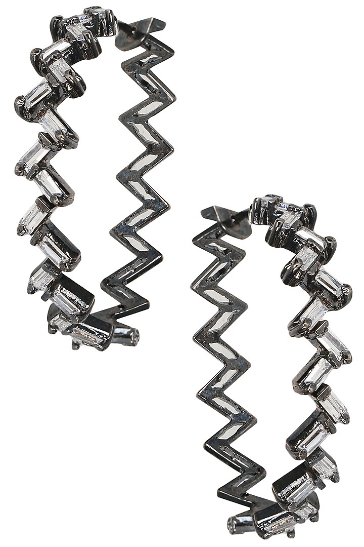 Nepra by Neha Goel presents Silver plated baguettes hoops available only at Pernia's Pop Up Shop.