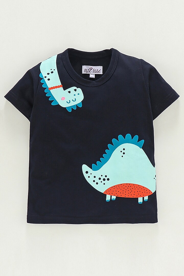 Navy Blue Cotton Printed Night Wear For Boys by Nite Flite at Pernia's Pop Up Shop