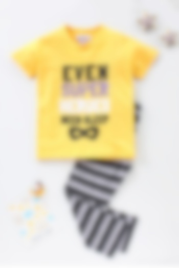 Yellow Cotton Printed Night Wear For Boys by Nite Flite