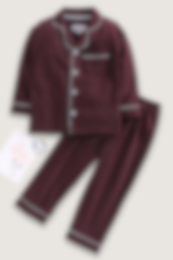Wine Cotton Knit Night Wear by Nite Flite at Pernia's Pop Up Shop