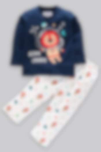 Navy Blue Cotton Knit Night Wear by Nite Flite at Pernia's Pop Up Shop