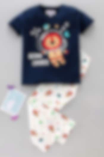 Navy Blue Printed Night Wear by Nite Flite at Pernia's Pop Up Shop