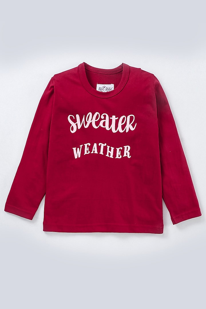 Maroon Cotton Knit Printed Night Wear by Nite Flite at Pernia's Pop Up Shop