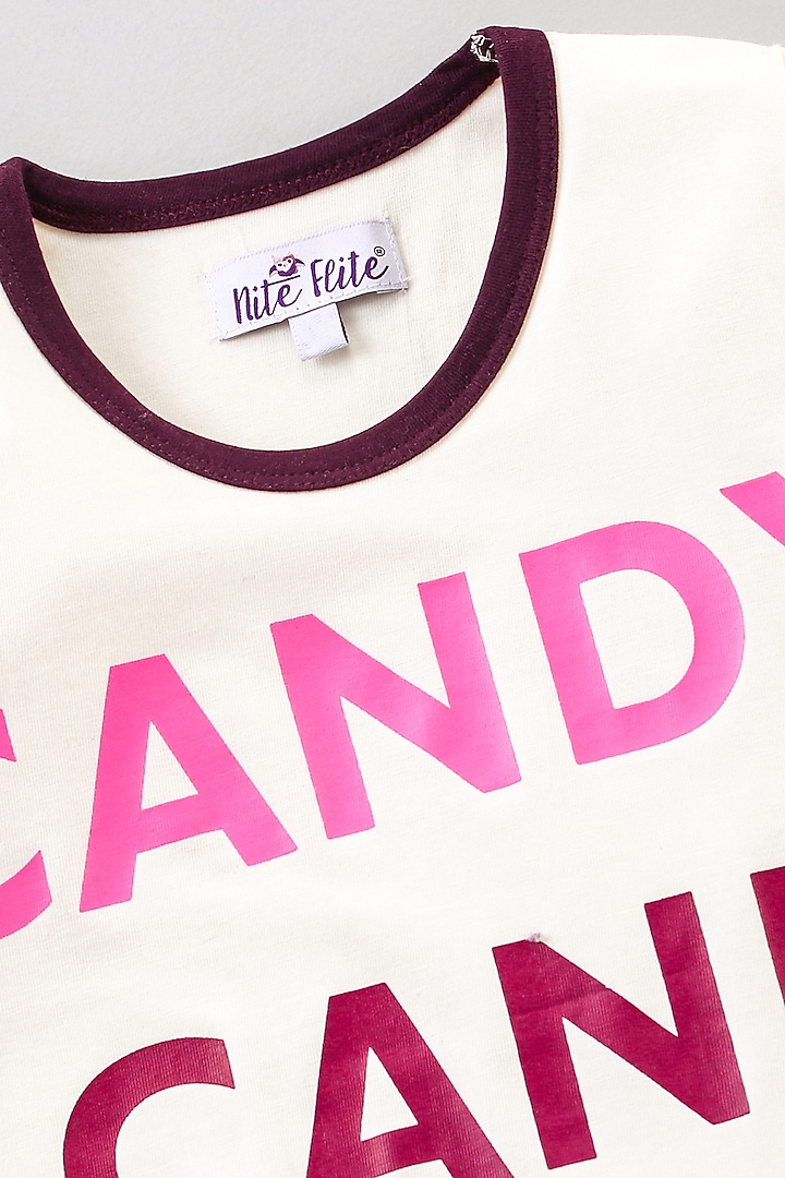 White Cotton Knit Printed Night Wear by Nite Flite at Pernia's Pop Up Shop