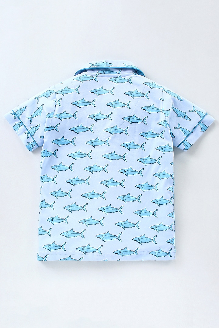 Light Blue Printed Night Wear by Nite Flite at Pernia's Pop Up Shop
