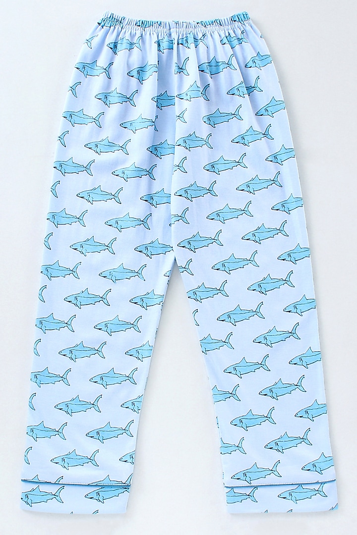 Light Blue Printed Night Wear by Nite Flite at Pernia's Pop Up Shop