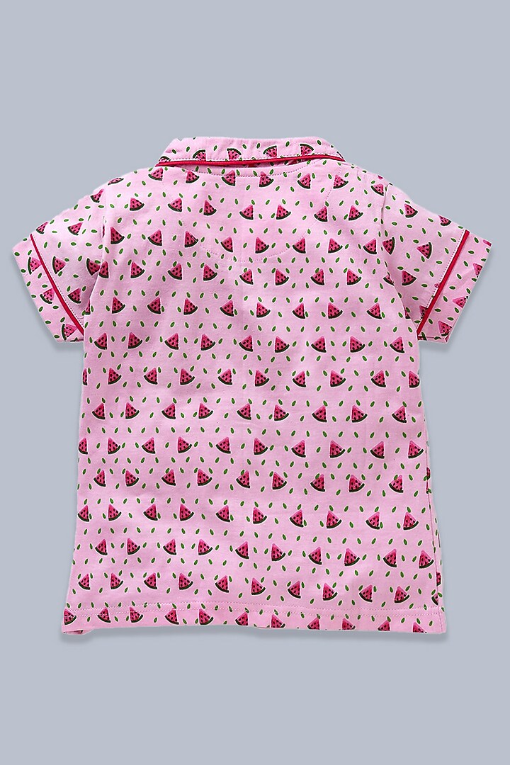 Light Pink Cotton Knit Printed Night Wear For Girls by Nite Flite at Pernia's Pop Up Shop