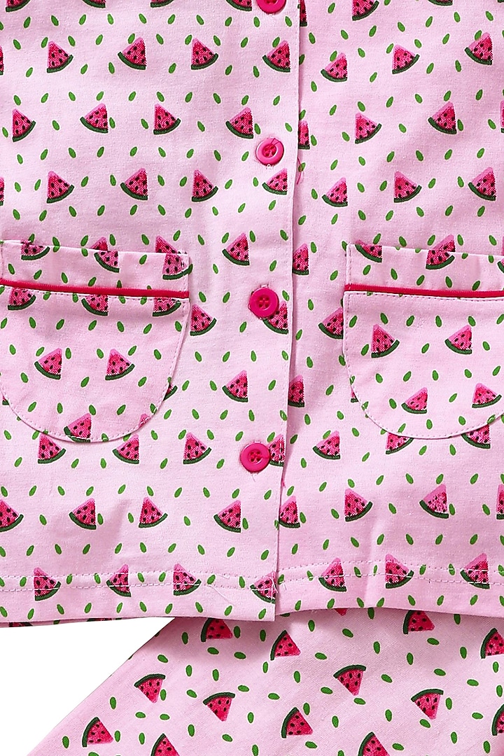 Light Pink Cotton Knit Printed Night Wear For Girls by Nite Flite at Pernia's Pop Up Shop