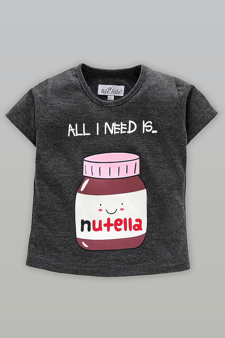 Black Cotton Printed Night Wear For Girls by Nite Flite at Pernia's Pop Up Shop