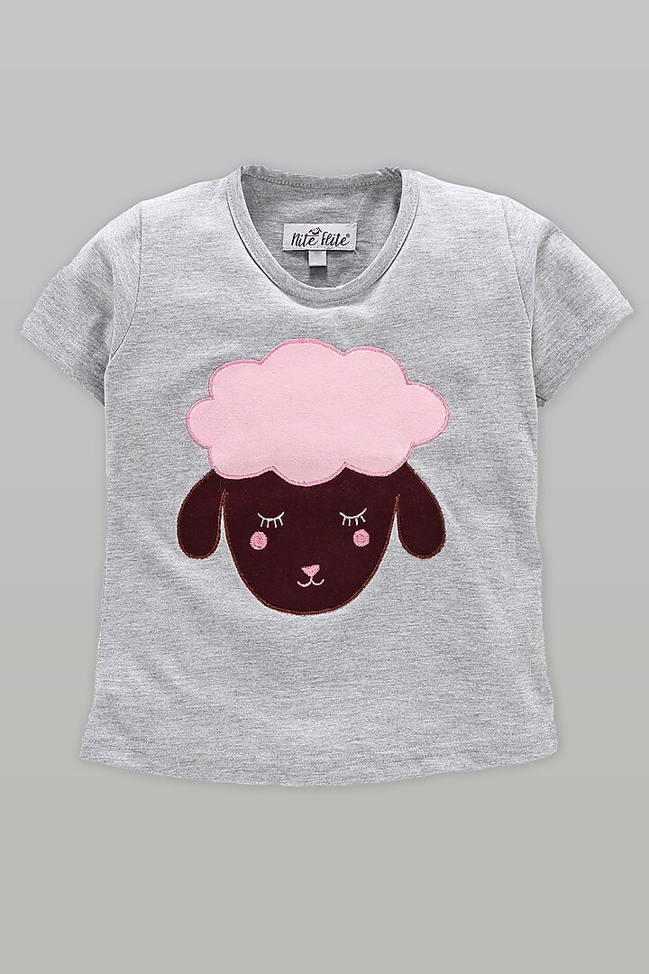 Light Grey Cotton Printed Night Wear For Girls by Nite Flite at Pernia's Pop Up Shop