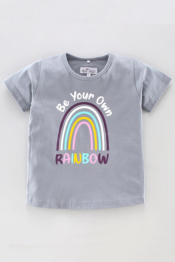 Grey Cotton Knit Printed Night Wear For Girls by Nite Flite at Pernia's Pop Up Shop