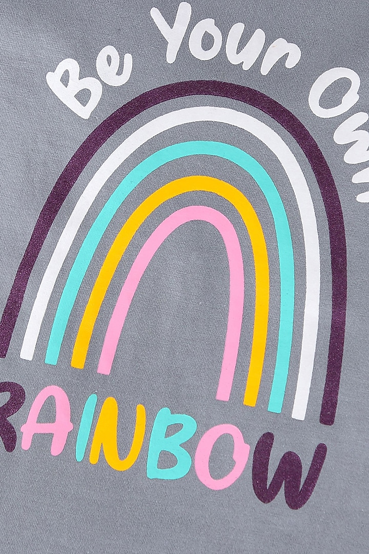 Grey Cotton Knit Printed Night Wear For Girls by Nite Flite at Pernia's Pop Up Shop