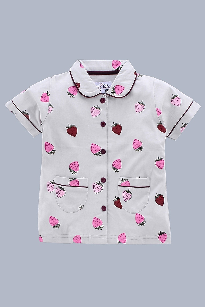 Grey Graphic Printed Night Wear For Girls by Nite Flite at Pernia's Pop Up Shop