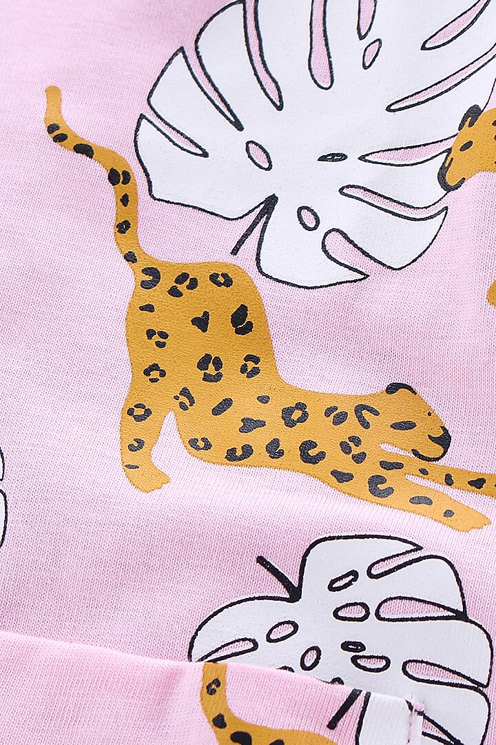 Light Pink Cotton Knit Printed Night Wear For Girls by Nite Flite at Pernia's Pop Up Shop