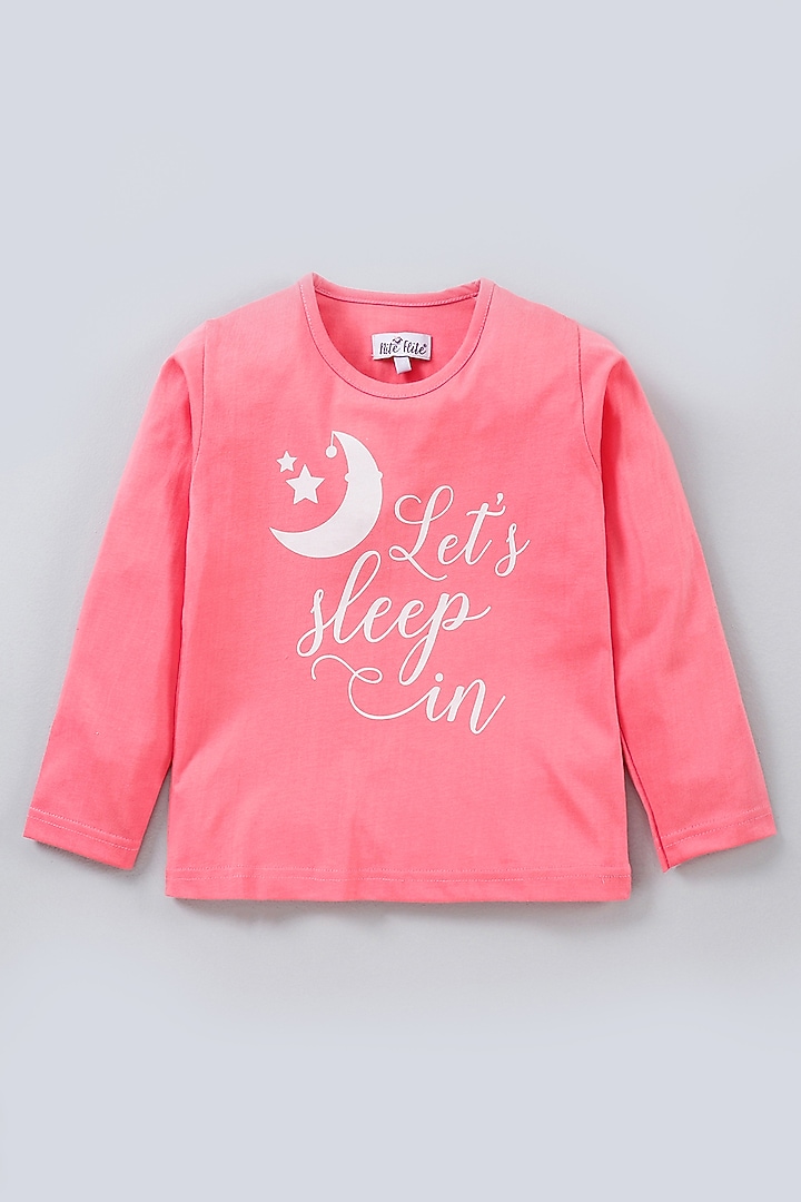 Pink Cotton Knit Printed Night Wear For Girls by Nite Flite at Pernia's Pop Up Shop